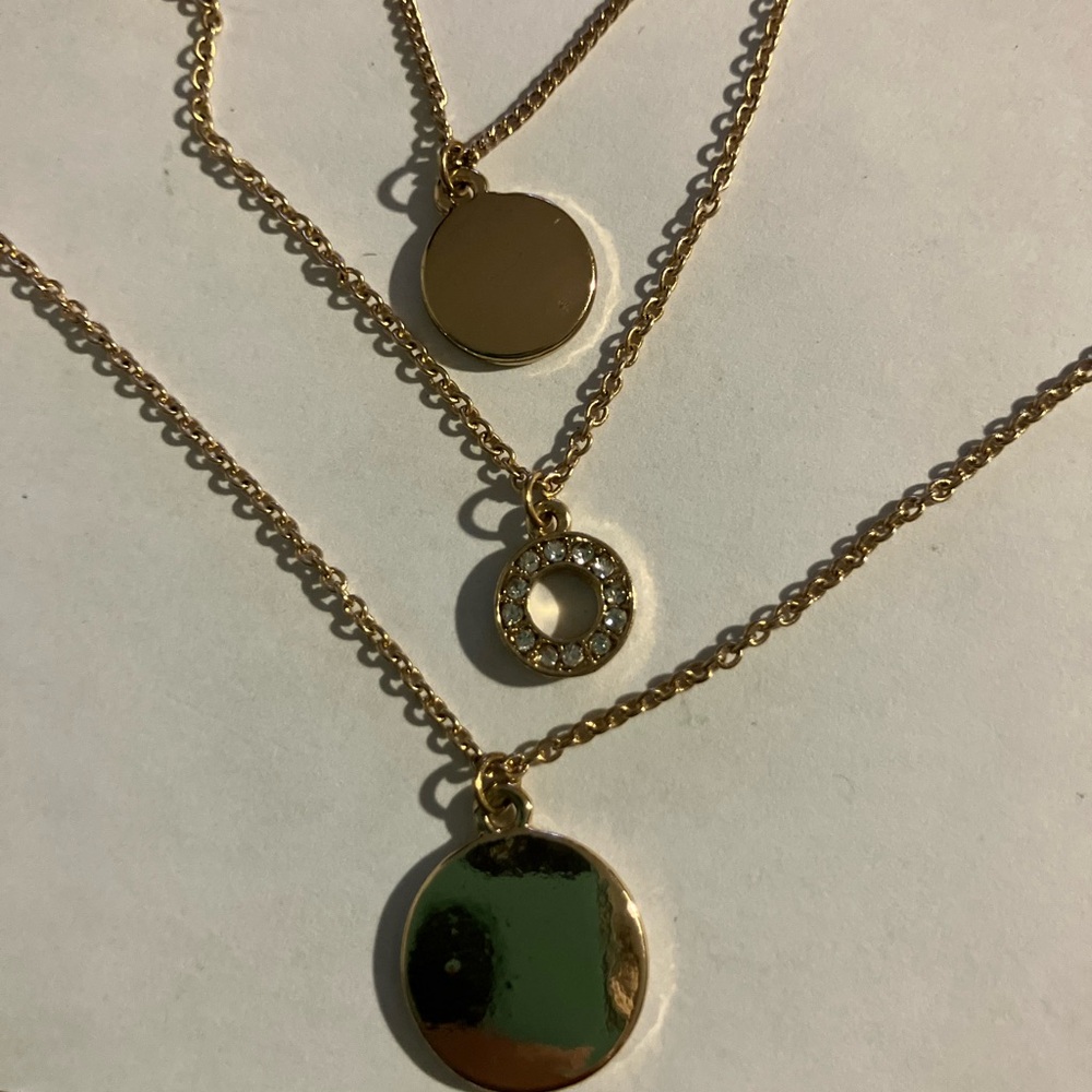 Triple Strand Goldtone Layered Necklace - Picture 4 of 6